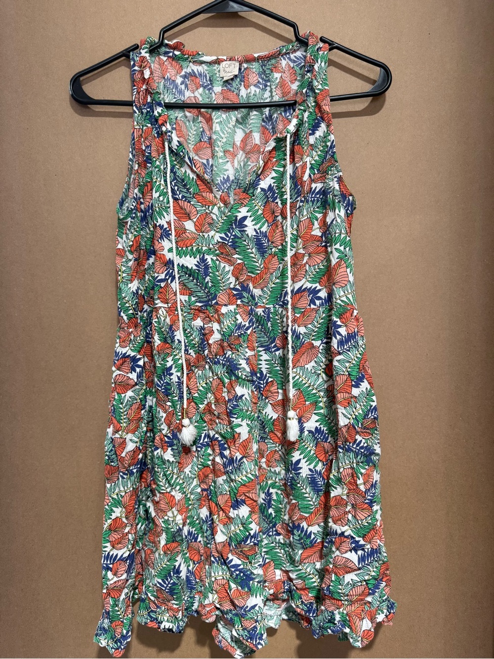 LOFT Tropical Leaf Swim Coverup - Green, Orange & Blue